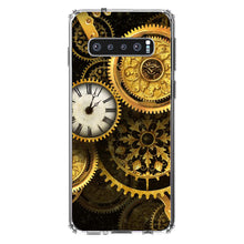 DistinctInk® Clear Shockproof Hybrid Case for Apple iPhone / Samsung Galaxy / Google Pixel - Clocks Clockwork Gold