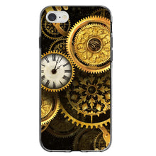 DistinctInk® Clear Shockproof Hybrid Case for Apple iPhone / Samsung Galaxy / Google Pixel - Clocks Clockwork Gold