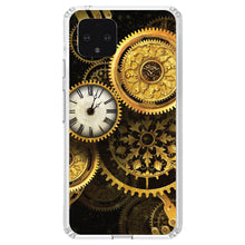 DistinctInk® Clear Shockproof Hybrid Case for Apple iPhone / Samsung Galaxy / Google Pixel - Clocks Clockwork Gold