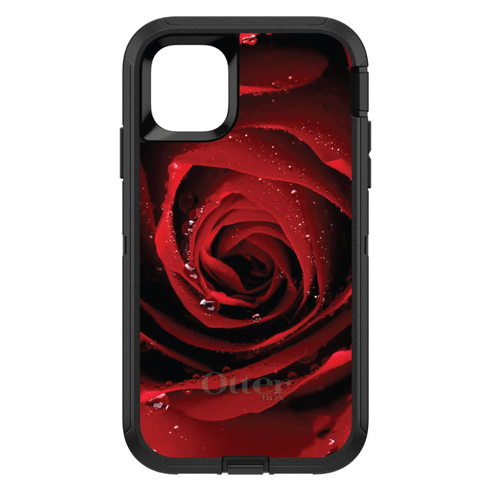 DistinctInk™ OtterBox Defender Series Case for Apple iPhone / Samsung Galaxy / Google Pixel - Dew Covered Red Rose