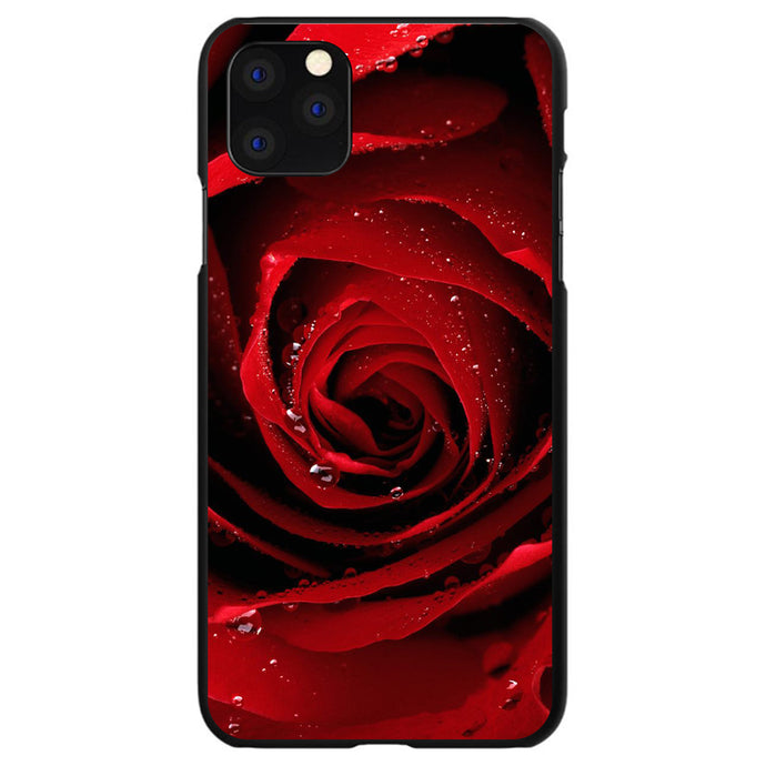 DistinctInk® Hard Plastic Snap-On Case for Apple iPhone or Samsung Galaxy - Dew Covered Red Rose