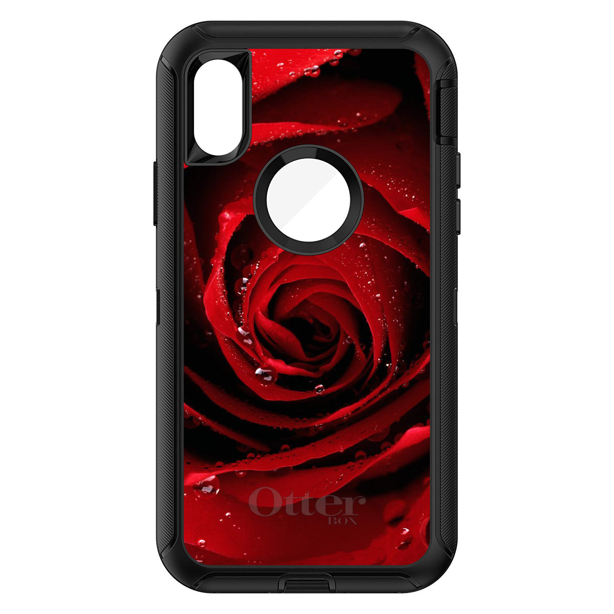Dew Covered Red Rose OtterBox Defender Case for iPhone & Galaxy, view 3