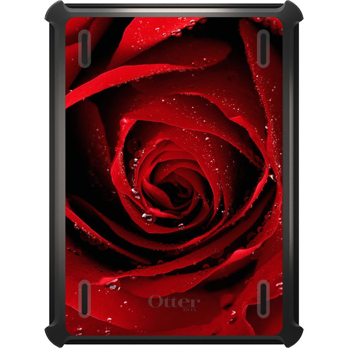 DistinctInk™ OtterBox Defender Series Case for Apple iPad / iPad Pro / iPad Air / iPad Mini - Dew Covered Red Rose