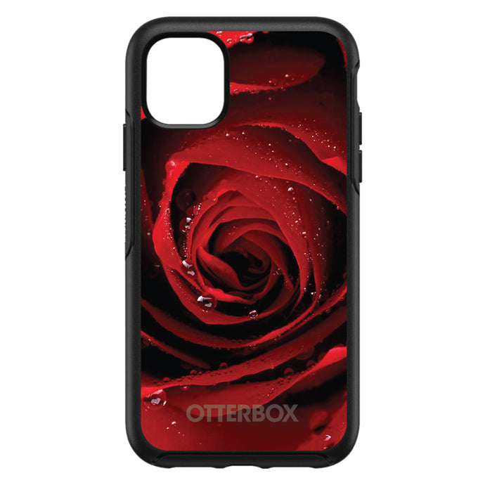 DistinctInk™ OtterBox Symmetry Series Case for Apple iPhone / Samsung Galaxy / Google Pixel - Dew Covered Red Rose