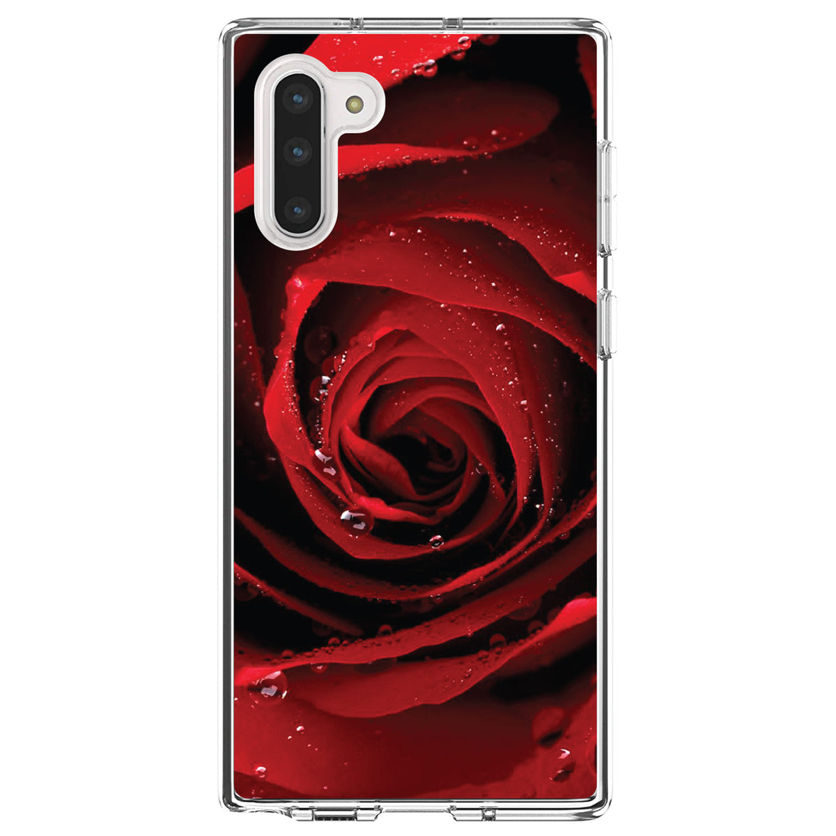 Dew Covered Red Rose Clear Shockproof iPhone Case, view 9
