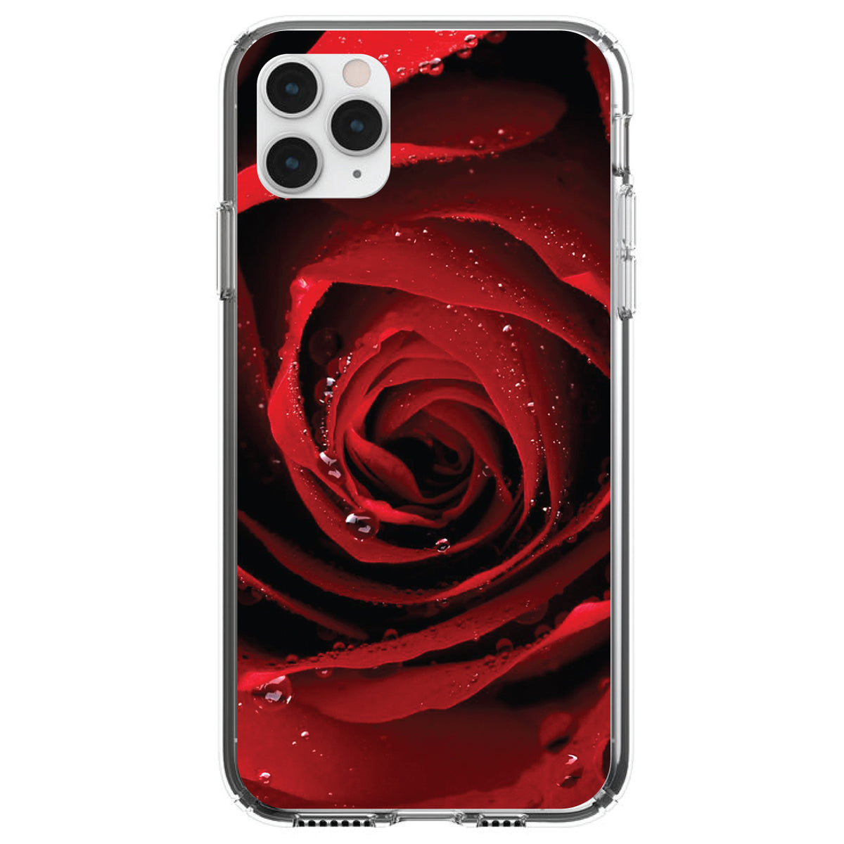 Dew Covered Red Rose Clear Shockproof iPhone Case