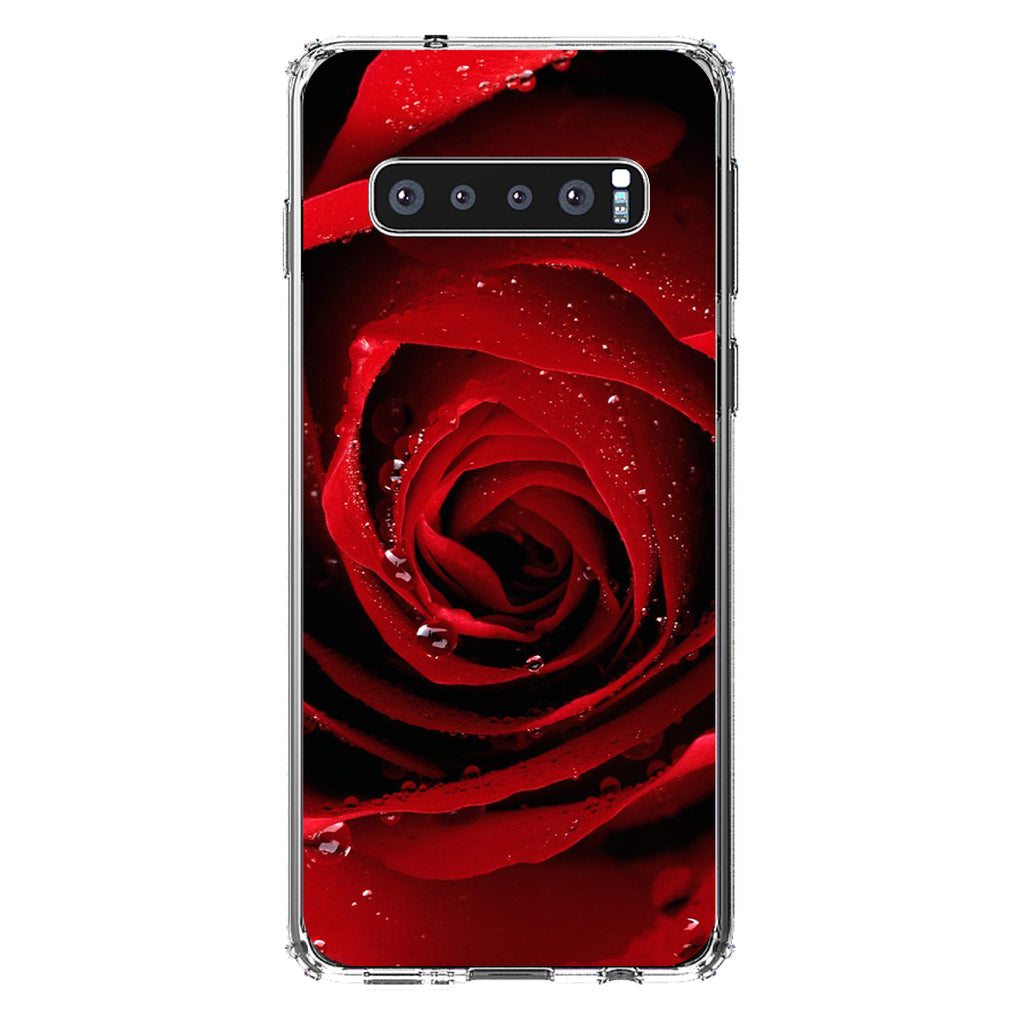 Dew Covered Red Rose Clear Shockproof iPhone Case, view 17