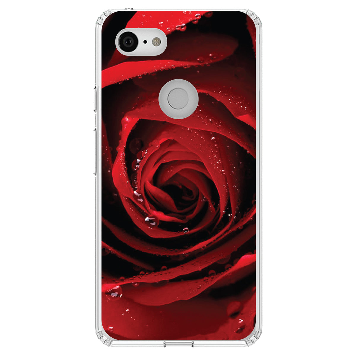 Dew Covered Red Rose Clear Shockproof iPhone Case, view 21