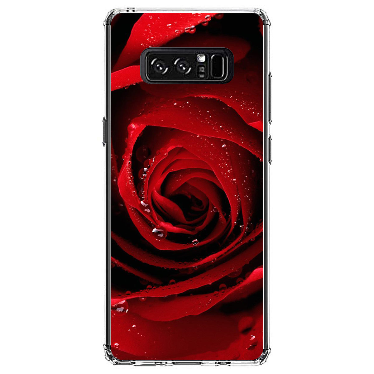 Dew Covered Red Rose Clear Shockproof iPhone Case, view 12