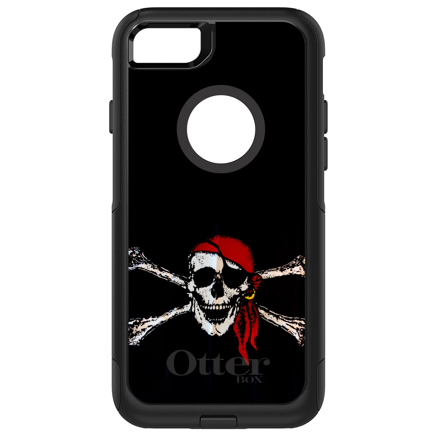 DistinctInk™ OtterBox Commuter Series Case for Apple iPhone or Samsung Galaxy - Black Red Pirate Flag