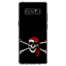 DistinctInk® Clear Shockproof Hybrid Case for Apple iPhone / Samsung Galaxy / Google Pixel - Black Red Pirate Flag