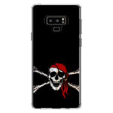 DistinctInk® Clear Shockproof Hybrid Case for Apple iPhone / Samsung Galaxy / Google Pixel - Black Red Pirate Flag