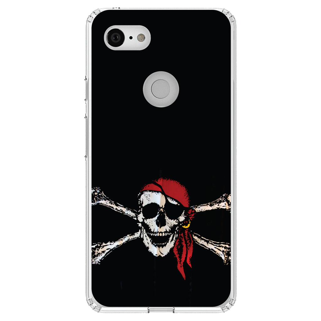 Black Red Pirate Flag Clear Shockproof iPhone Case, view 22