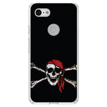 DistinctInk® Clear Shockproof Hybrid Case for Apple iPhone / Samsung Galaxy / Google Pixel - Black Red Pirate Flag