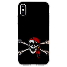 DistinctInk® Clear Shockproof Hybrid Case for Apple iPhone / Samsung Galaxy / Google Pixel - Black Red Pirate Flag
