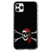 DistinctInk® Clear Shockproof Hybrid Case for Apple iPhone / Samsung Galaxy / Google Pixel - Black Red Pirate Flag