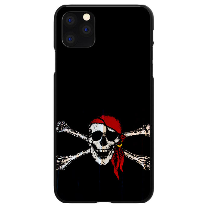 DistinctInk® Hard Plastic Snap-On Case for Apple iPhone or Samsung Galaxy - Black Red Pirate Flag