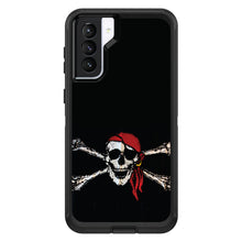 DistinctInk™ OtterBox Defender Series Case for Apple iPhone / Samsung Galaxy / Google Pixel - Black Red Pirate Flag