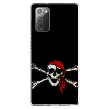 DistinctInk® Clear Shockproof Hybrid Case for Apple iPhone / Samsung Galaxy / Google Pixel - Black Red Pirate Flag