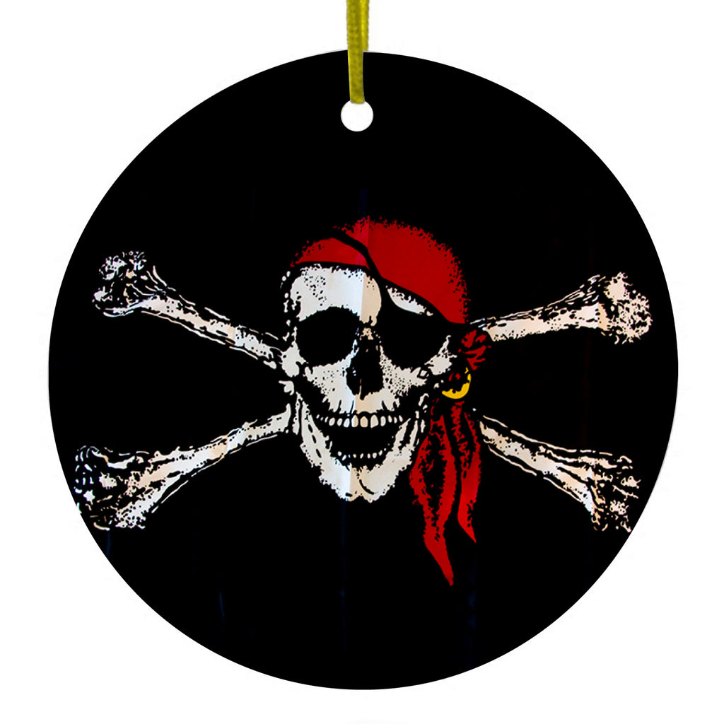 Black Red Pirate Flag Ceramic Ornament
