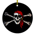 Black Red Pirate Flag Ceramic Ornament
