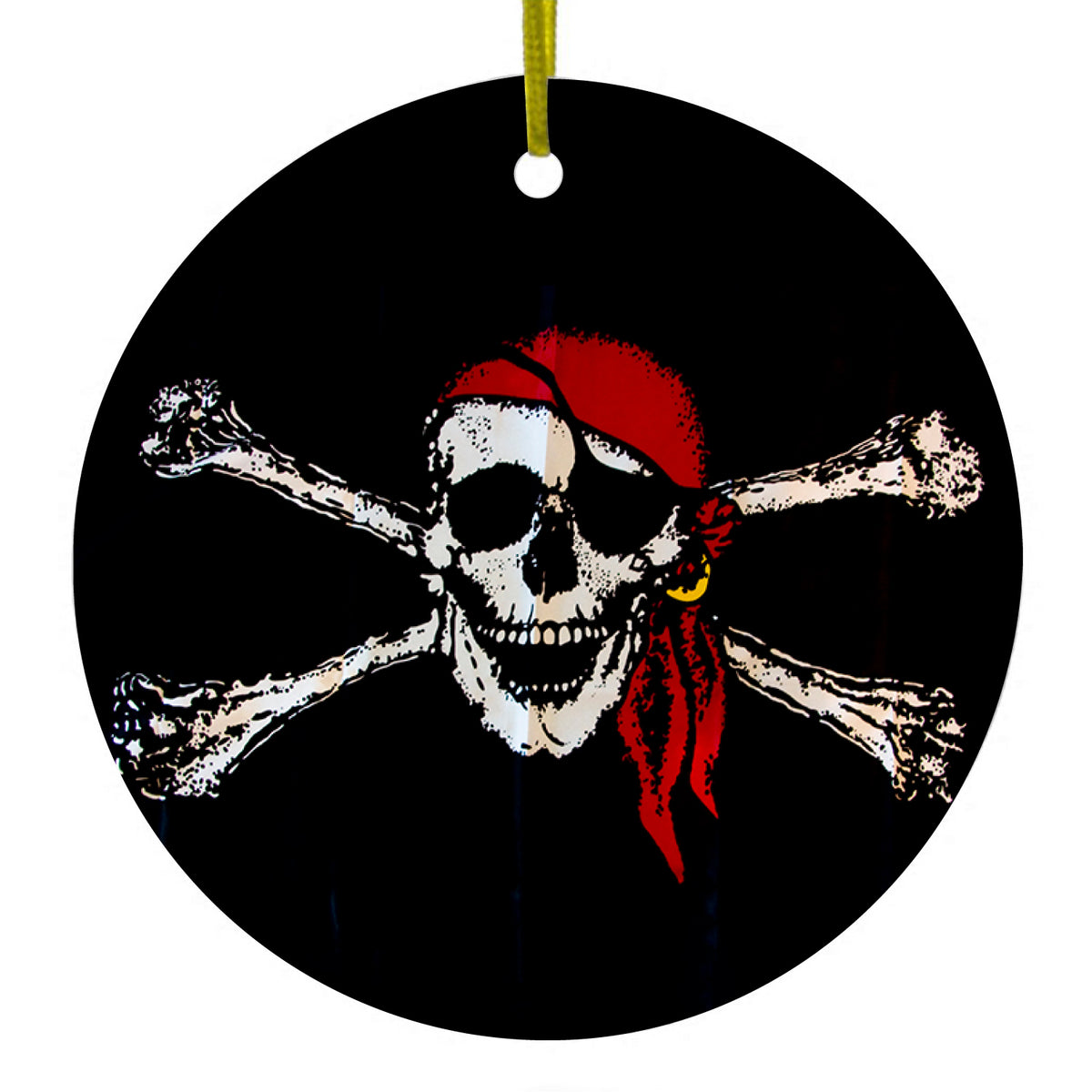 Black Red Pirate Flag Ceramic Ornament