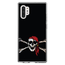 DistinctInk® Clear Shockproof Hybrid Case for Apple iPhone / Samsung Galaxy / Google Pixel - Black Red Pirate Flag