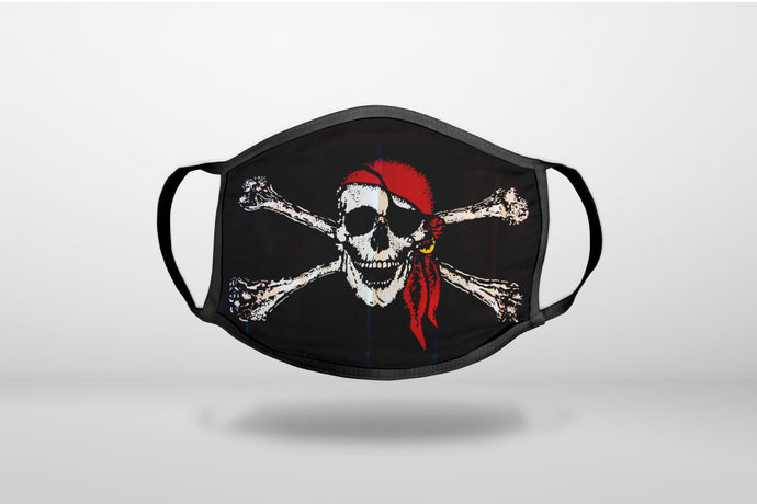 Black Red Pirate Flag - 3-Ply Reusable Soft Face Mask Covering, Unisex, Cotton Inner Layer