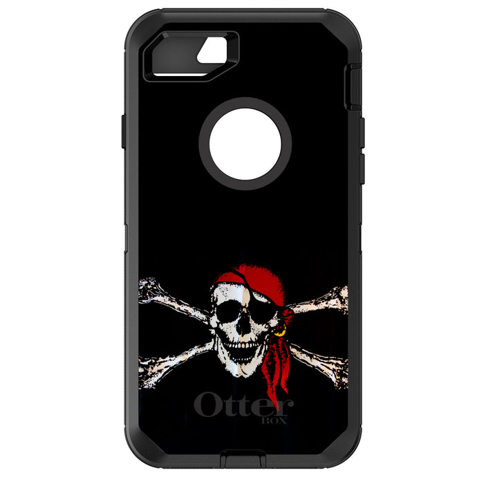 DistinctInk™ OtterBox Defender Series Case for Apple iPhone / Samsung Galaxy / Google Pixel - Black Red Pirate Flag
