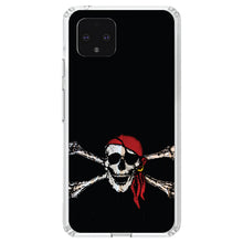 DistinctInk® Clear Shockproof Hybrid Case for Apple iPhone / Samsung Galaxy / Google Pixel - Black Red Pirate Flag