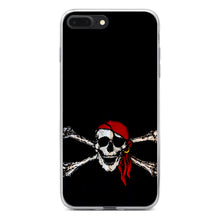 DistinctInk® Clear Shockproof Hybrid Case for Apple iPhone / Samsung Galaxy / Google Pixel - Black Red Pirate Flag