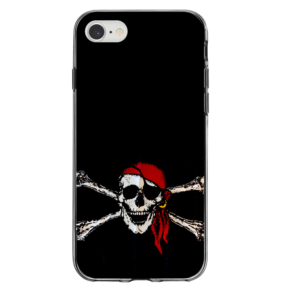 Black Red Pirate Flag Clear Shockproof iPhone Case, view 5