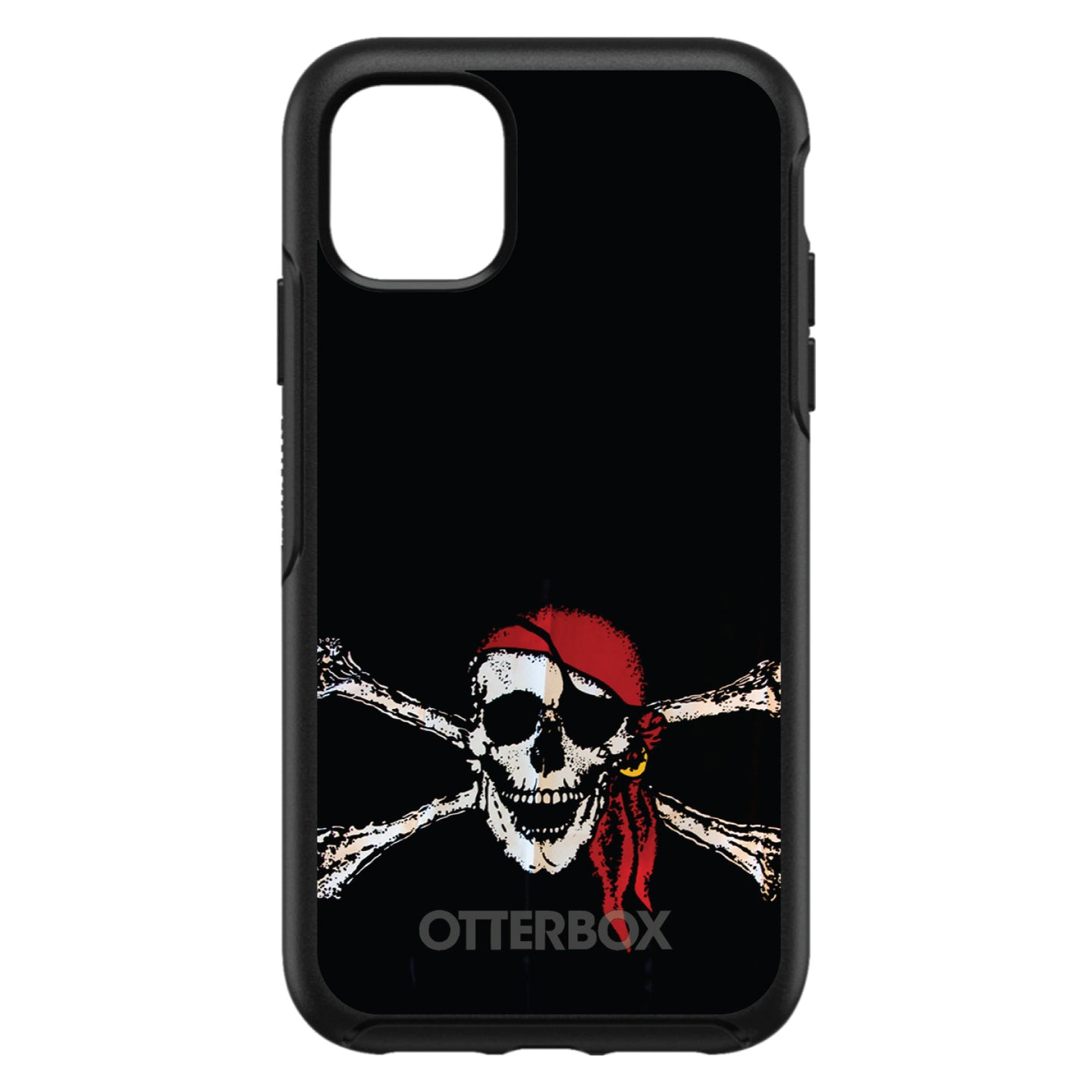 DistinctInk™ OtterBox Symmetry Series Case for Apple iPhone / Samsung Galaxy / Google Pixel - Black Red Pirate Flag