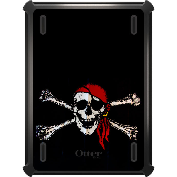 DistinctInk™ OtterBox Defender Series Case for Apple iPad / iPad Pro / iPad Air / iPad Mini - Black Red Pirate Flag