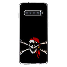 DistinctInk® Clear Shockproof Hybrid Case for Apple iPhone / Samsung Galaxy / Google Pixel - Black Red Pirate Flag