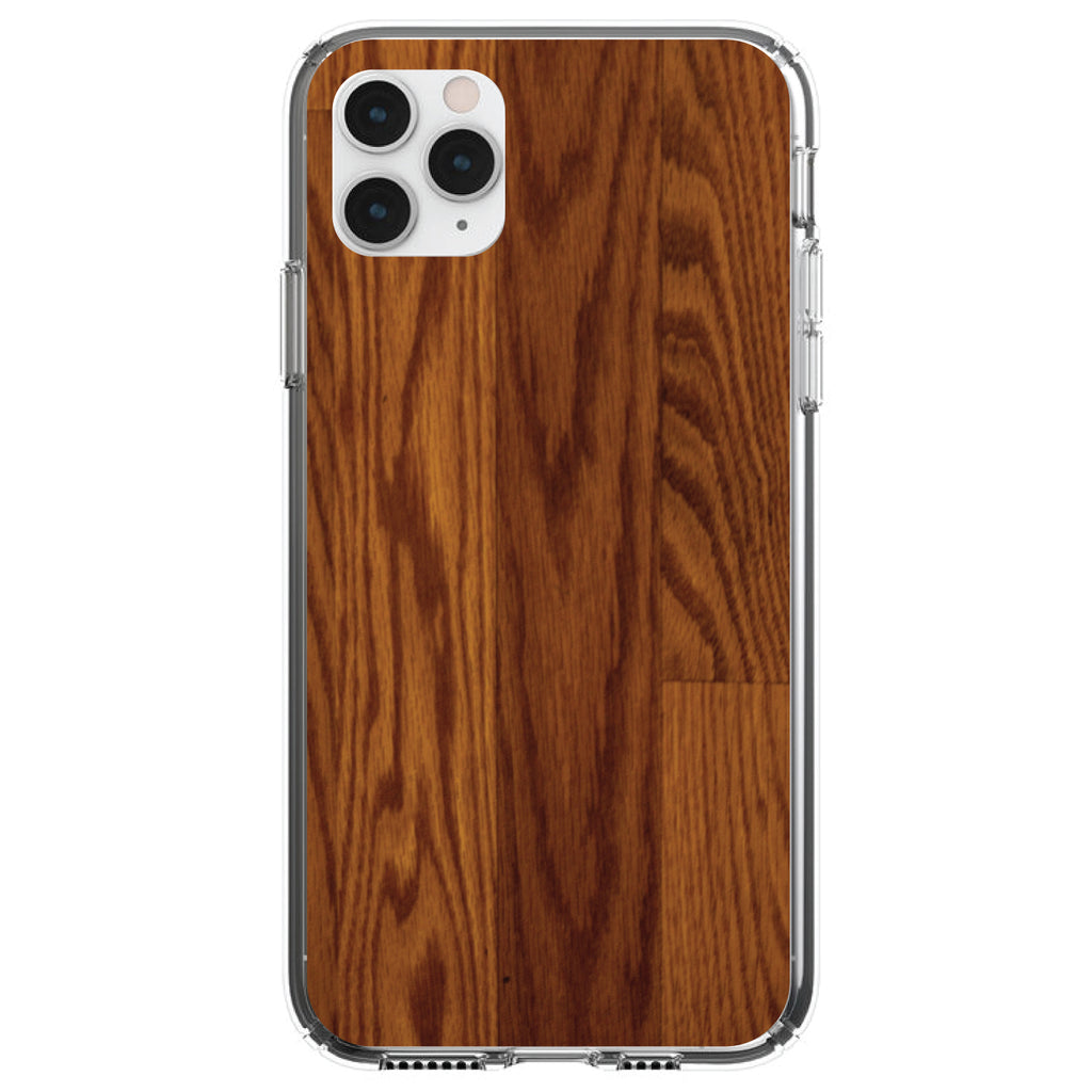 Dark Wood Floor Print Clear Shockproof iPhone Case