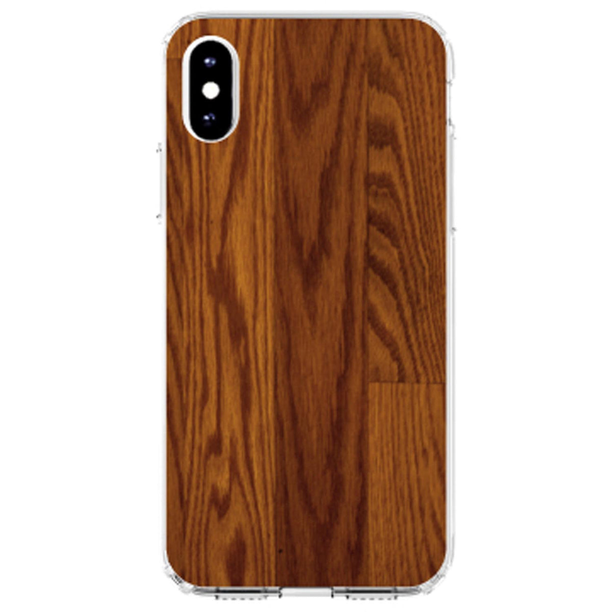 Dark Wood Floor Print Clear Shockproof iPhone Case, view 4