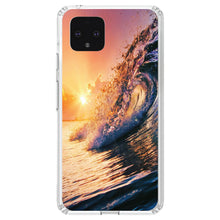 DistinctInk® Clear Shockproof Hybrid Case for Apple iPhone / Samsung Galaxy / Google Pixel - Ocean Wave Sunset