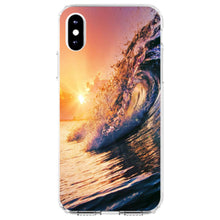 DistinctInk® Clear Shockproof Hybrid Case for Apple iPhone / Samsung Galaxy / Google Pixel - Ocean Wave Sunset