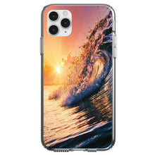 DistinctInk® Clear Shockproof Hybrid Case for Apple iPhone / Samsung Galaxy / Google Pixel - Ocean Wave Sunset