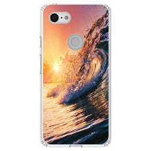 DistinctInk® Clear Shockproof Hybrid Case for Apple iPhone / Samsung Galaxy / Google Pixel - Ocean Wave Sunset