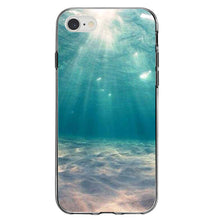 DistinctInk® Clear Shockproof Hybrid Case for Apple iPhone / Samsung Galaxy / Google Pixel - Underwater Sun Sand