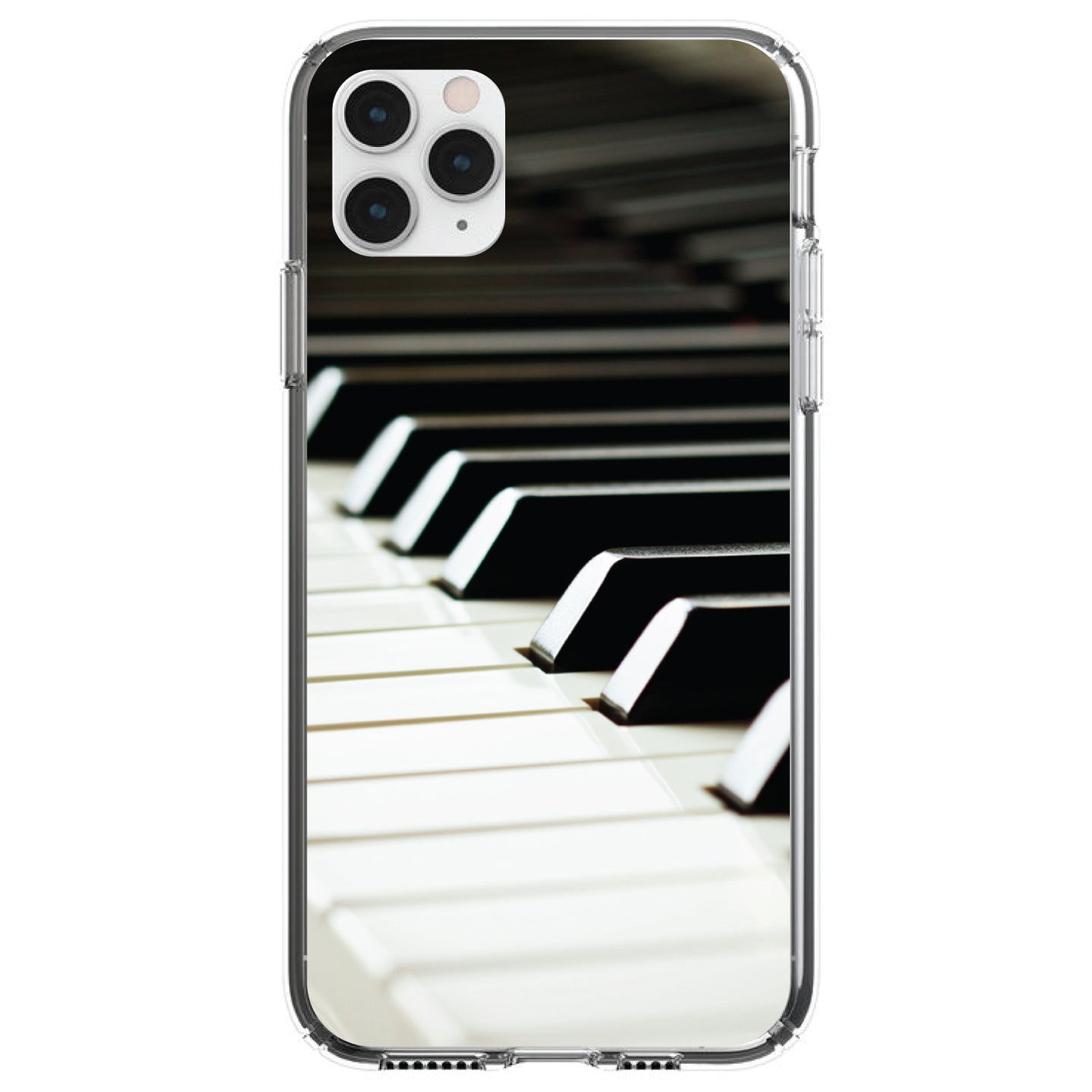 DistinctInk® Clear Shockproof Hybrid Case for Apple iPhone / Samsung Galaxy / Google Pixel - Piano Keys Keyboard