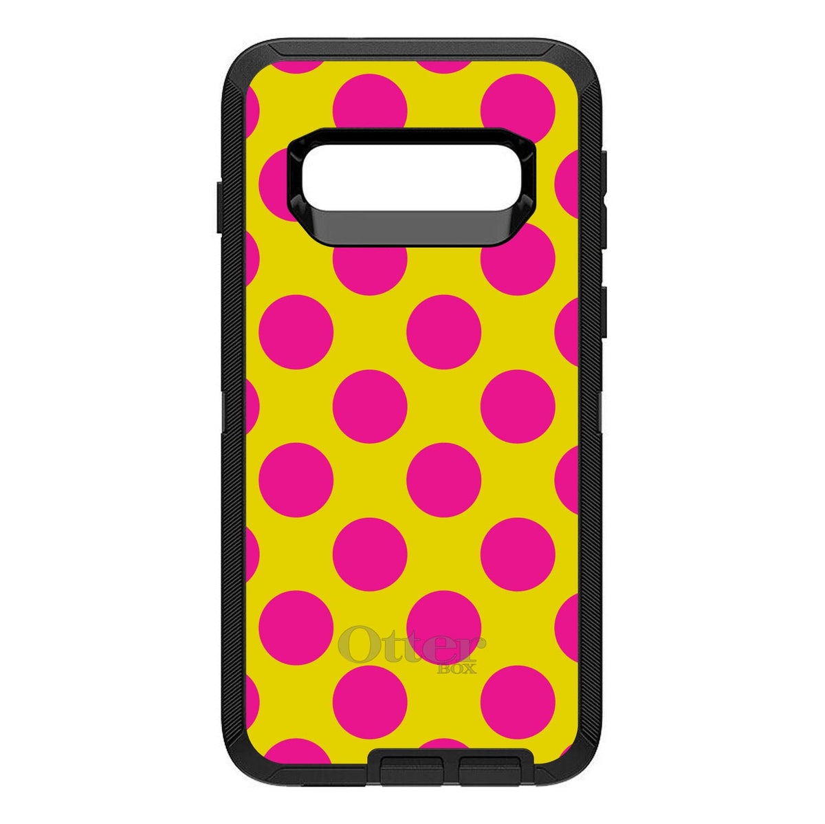 Yellow Hot Pink Polka Dots OtterBox Defender Case for iPhone & Galaxy, view 6