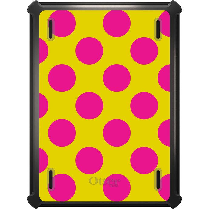 DistinctInk™ OtterBox Defender Series Case for Apple iPad / iPad Pro / iPad Air / iPad Mini - Yellow Hot Pink Polka Dots