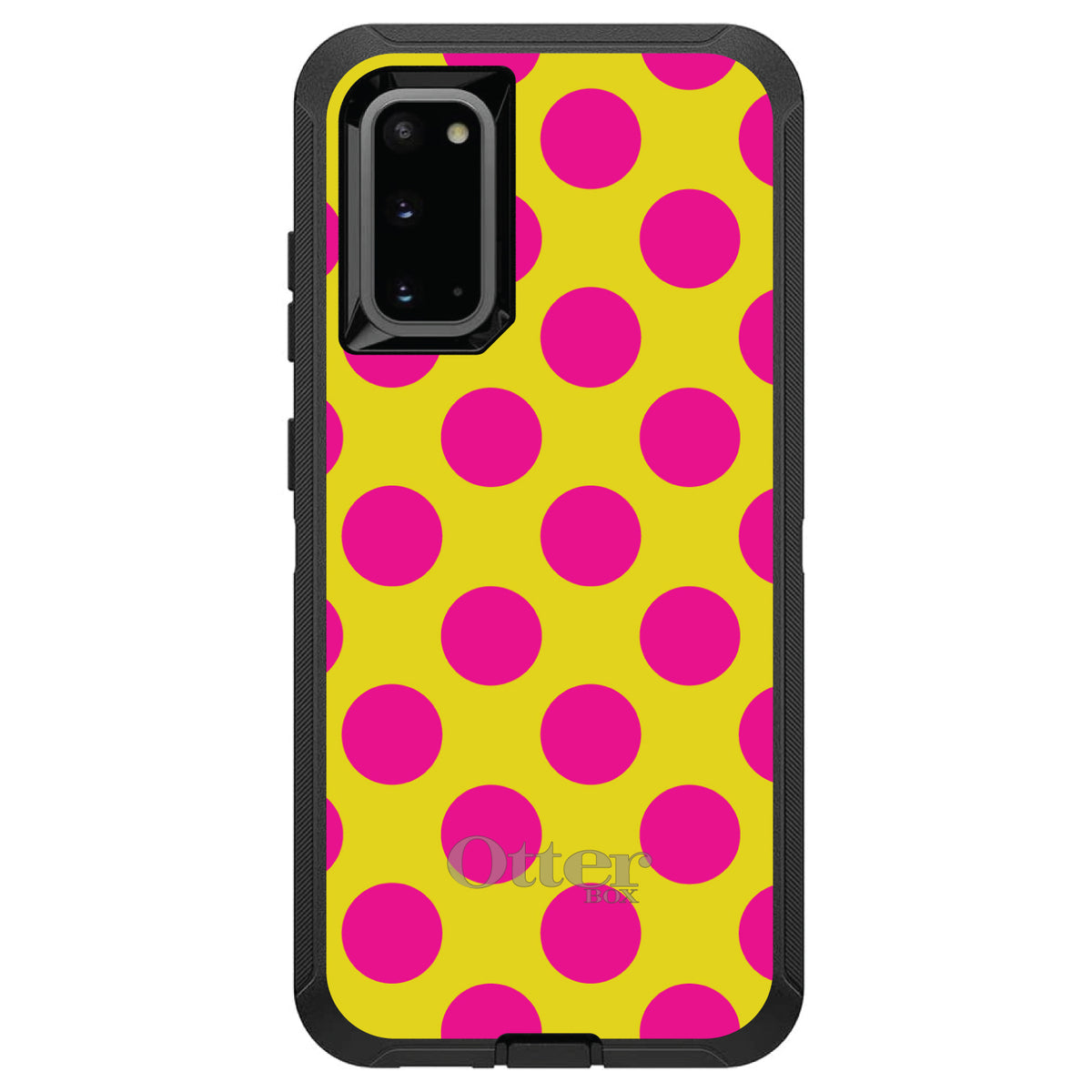 Yellow Hot Pink Polka Dots OtterBox Defender Case for iPhone & Galaxy, view 5