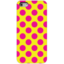 DistinctInk® Hard Plastic Snap-On Case for Apple iPhone or Samsung Galaxy - Yellow Hot Pink Polka Dots