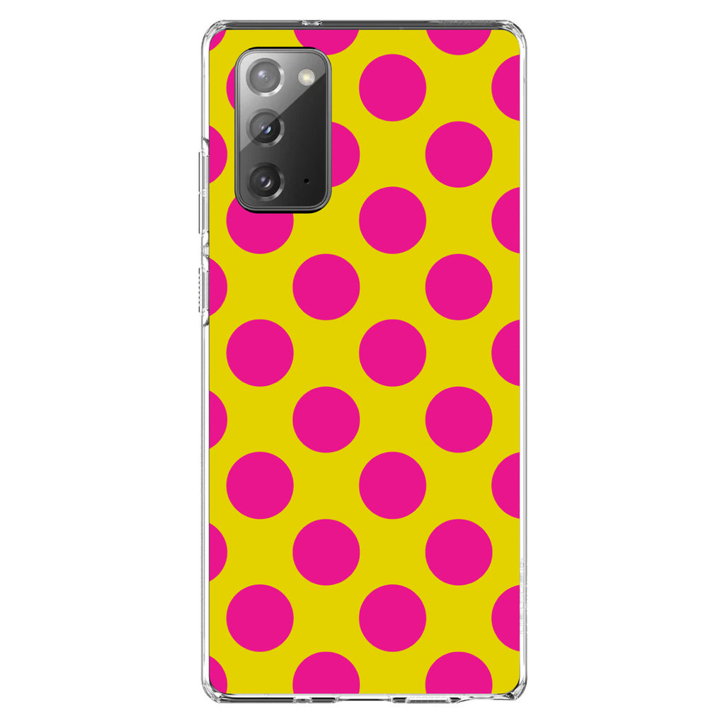 Yellow Hot Pink Polka Dots Clear Shockproof iPhone Case, view 7