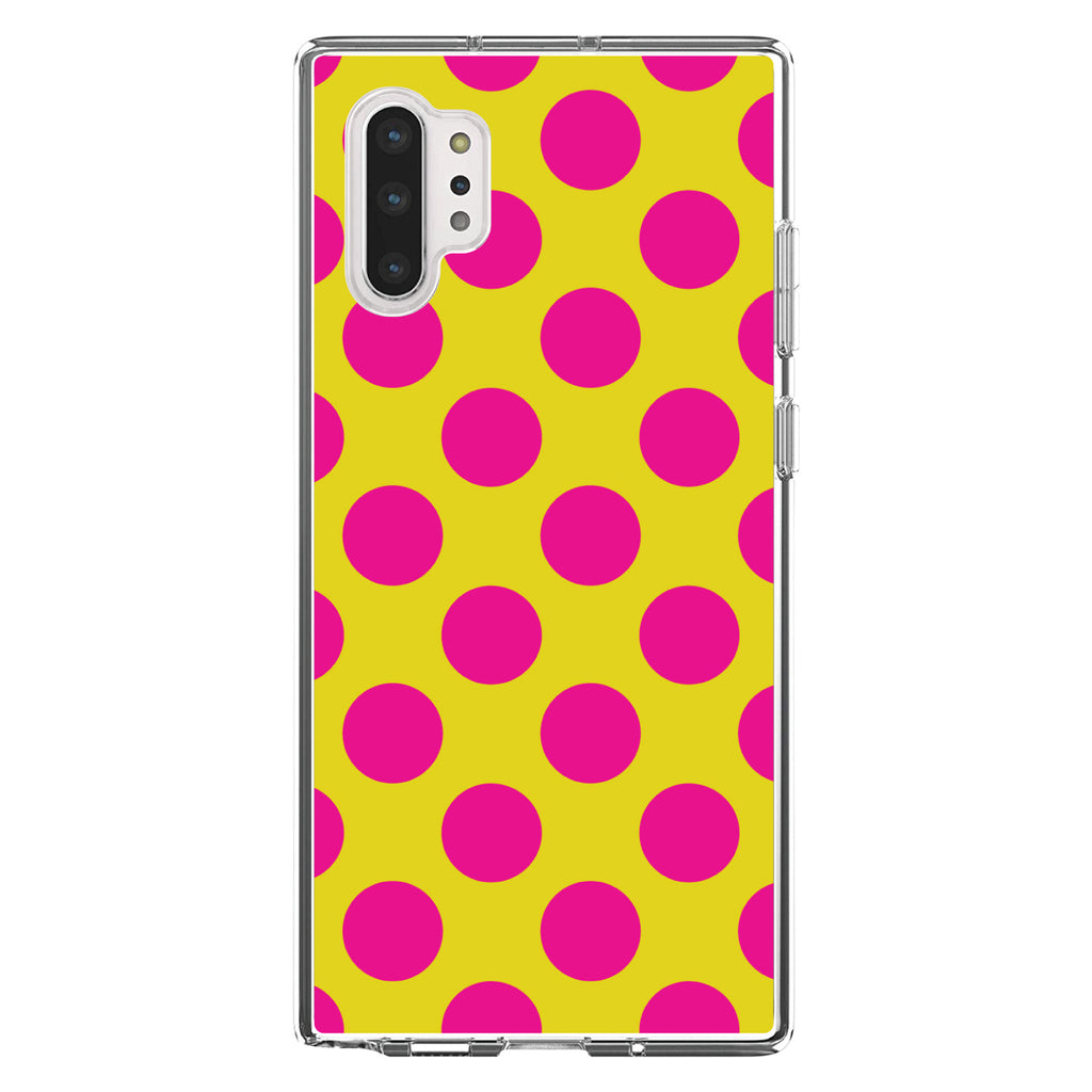 Yellow Hot Pink Polka Dots Clear Shockproof iPhone Case, view 10