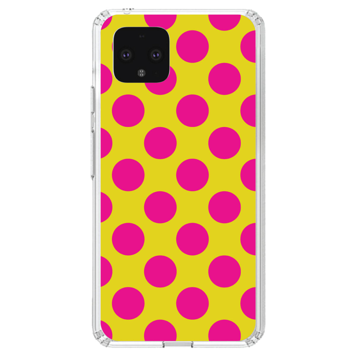 Yellow Hot Pink Polka Dots Clear Shockproof iPhone Case, view 23
